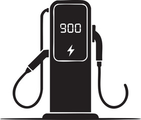 Fototapeta premium Electric Vehicle Charging Station Icon Minimalist Black and White Illustration