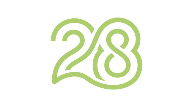Stylized number twenty eight green line logo