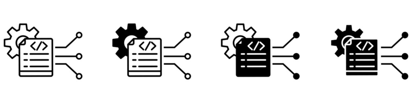 Web page code icon vector set. HTML page structure illustration sign collection. Website source code symbol. Frontend markup logo or mark.