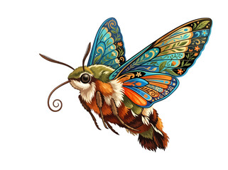 Obraz premium A vibrant and detailed illustration of a hummingbird moth in flight.