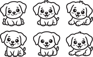 Obraz premium Set of cute cartoon puppies