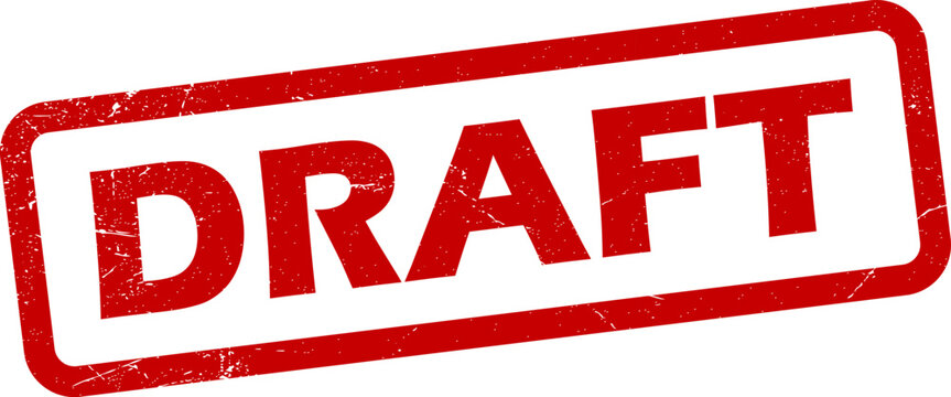 Red draft stamp with white background and distressed texture
