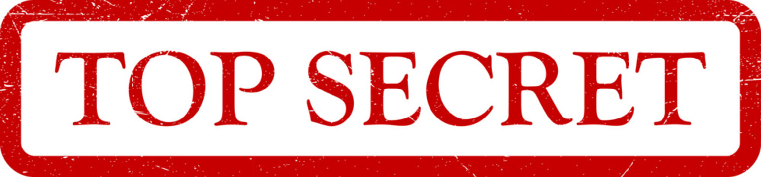 Top secret stamp with red border and white background
