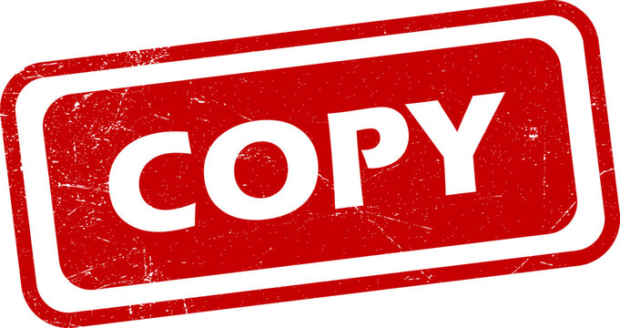 Red rubber stamp with white border and copy text