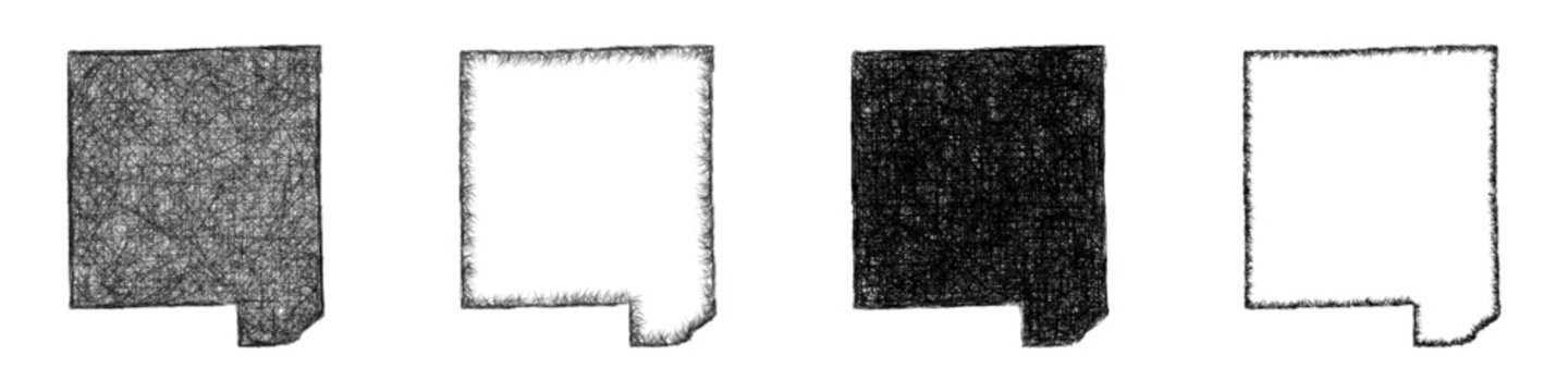 Monochrome sketch Dupage County (Illinois) outline map design set
