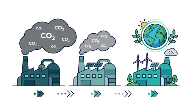 Industrial transition from fossil fuels to renewable green energy infographic. EPS Editable