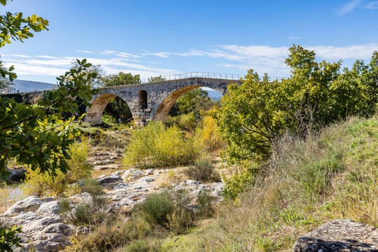 3rd century Roman bridge, Pont Julien, on sunny day