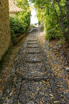 Empty stone path in old village