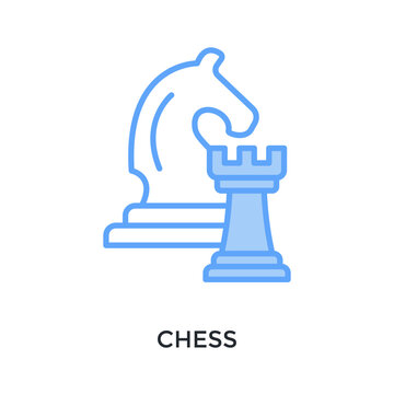 Chess Icon Lineal Blue Style. Vector Illustration For Graphic Design