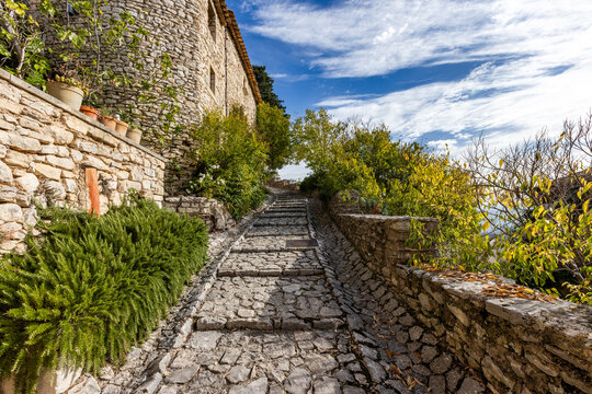 Empty stone path in old village