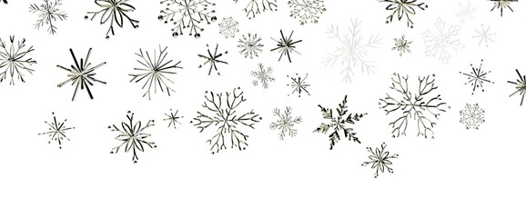 Fototapeta na wymiar Beautiful detailed snowflake illustrations forming a winter holiday seamless pattern background