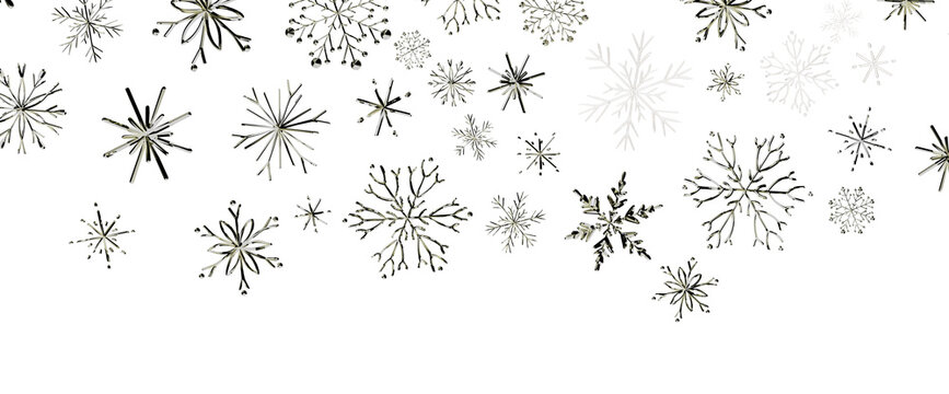 Beautiful detailed snowflake illustrations forming a winter holiday seamless pattern background