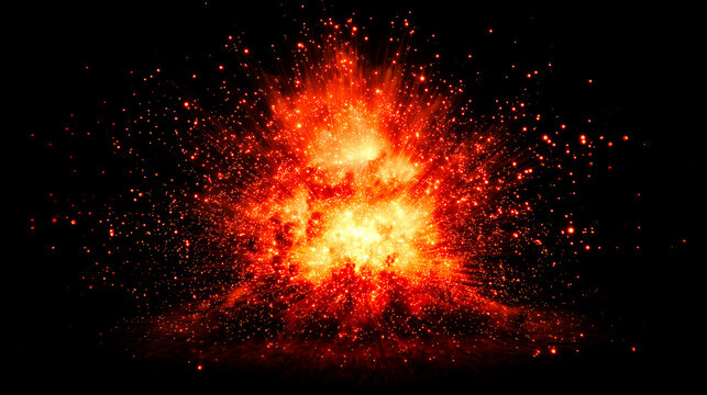 黒背景に激しく燃え盛る赤色の爆発エフェクト