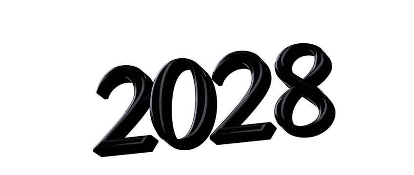 Bold black 2028 text on white background perfect for events and announcements.  Celebrate the new ye