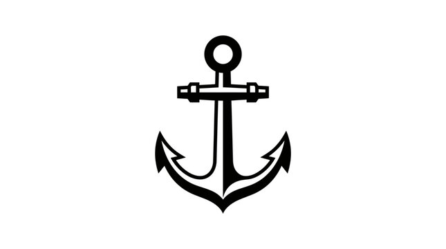 Black anchor symbol nautical icon.