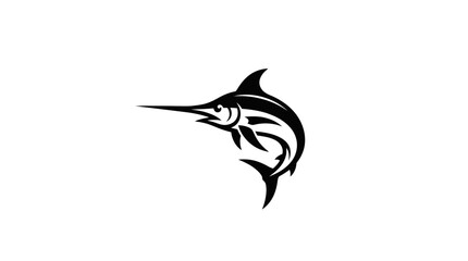Fototapeta premium Black and white marlin fish swimming.