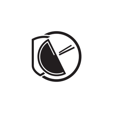 Black and white pie chart icon.