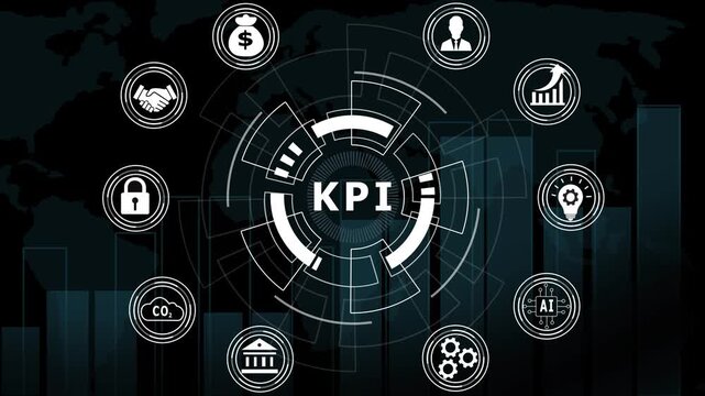 Kpi performance metrics dashboard with digital business and data analytics infographic for corporate strategy and financial growth analysis