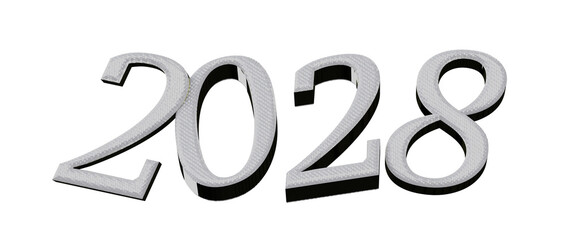 Fototapeta premium 2028 text design with textured look and shadow effect isolated on a white backdrop repres