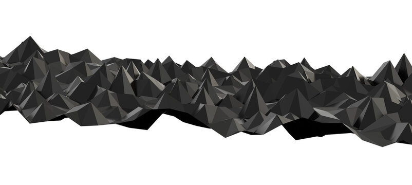 Abstract dark low poly mountain range background with sharp peaks and valleys.