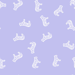 Fototapeta premium tiger animal line seamless pattern tiger animal thin line illustration