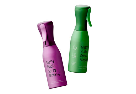 Floating Matte Spray Bottle Mockup PSD