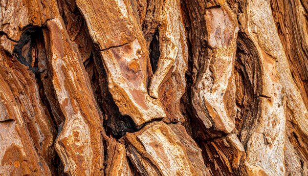 Closeup of ancient fossilized tree bark texture pattern.