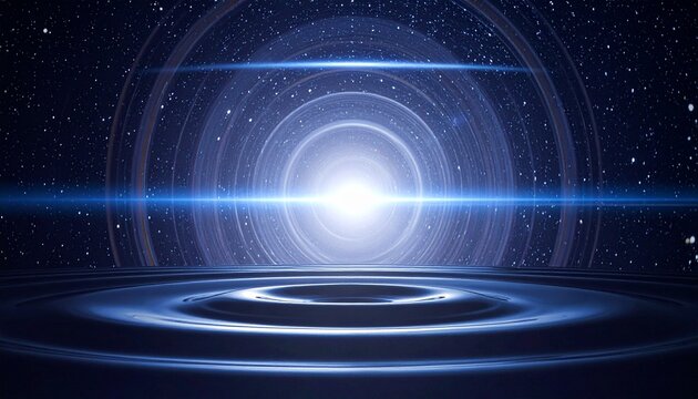 Surreal cosmic ripple revealing a mysterious glowing portal in deep space, evoking wonder and abstract curiosity through ethereal light and infinit...