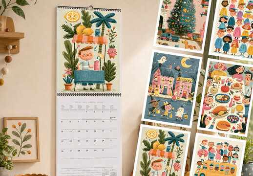 Kids American Scenes 2027 Calendar Template