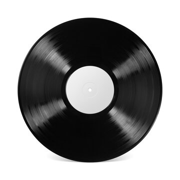 Vinyl record presenting a blank label for custom content, isolated. Transparent PNG image.