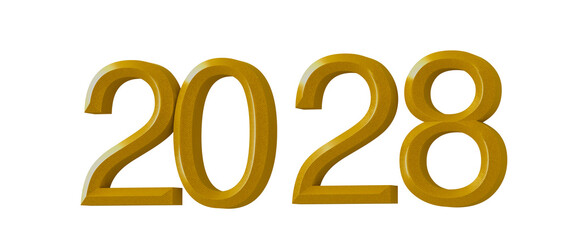 2028 gold text on white background, ideal for New Year greetings, future plans, and events. © vegefox.com