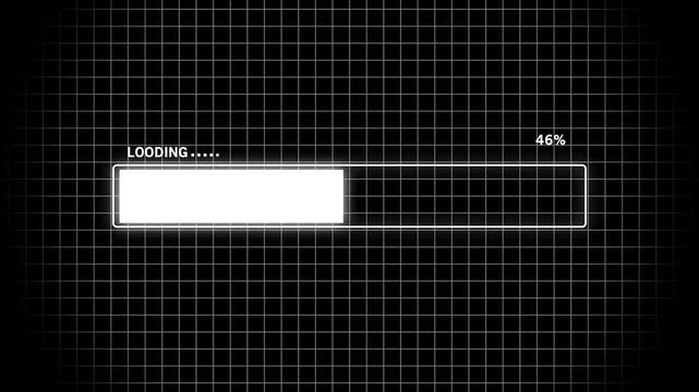 A white progress bar with the text LOADING... and a 25% completion indicator is displayed prominently on a black background overlaid with a fine white grid pattern, symbolizing digital