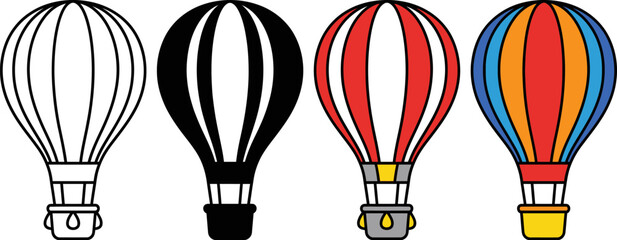 Four different colorful hot air balloons in various designs and patterns © vector2029