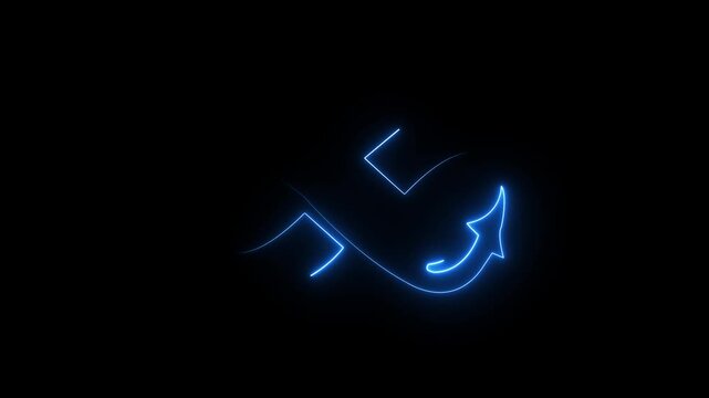 Neon blue infinity loop symbol animation with glowing arrow motion 4k video.