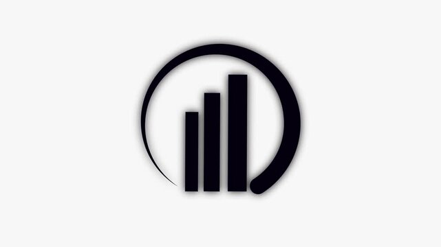 Minimalist business growth bar chart animation on white background, graph 4k video.