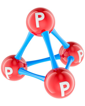 Phosphorus P4 molecule model, transparent background.
