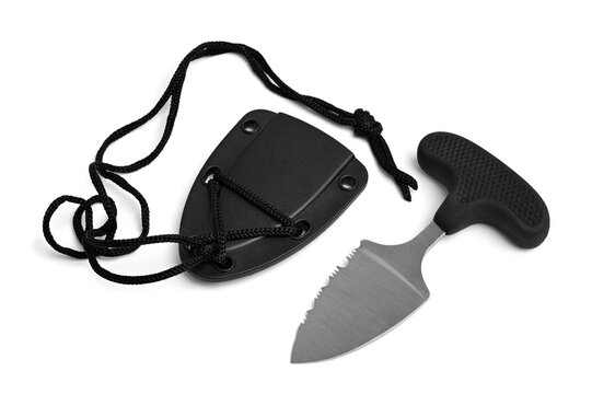 Push dagger neck knife on white background