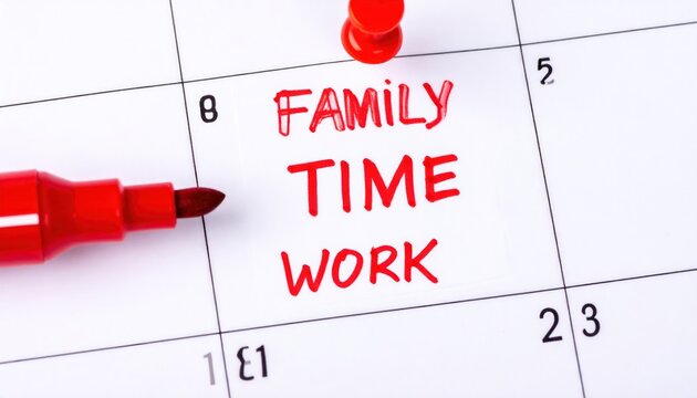Calendar with Family Time and Work Schedule.