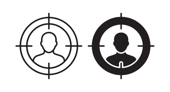 Black and white target icons with human silhouettes Vector, illustration
