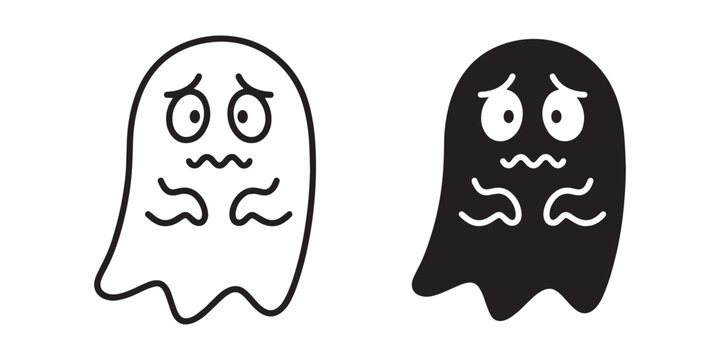 Cute ghost faces with sad expressions Vector, illustration
