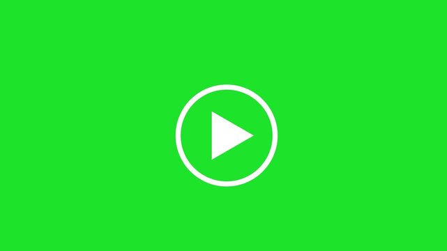 A bright green background serves as a vibrant canvas for a large white play button icon, a universal symbol for initiating media playback
