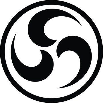 Black and white triskelion symbol illustration celtic knotwork design element for spiritual or cultural projects