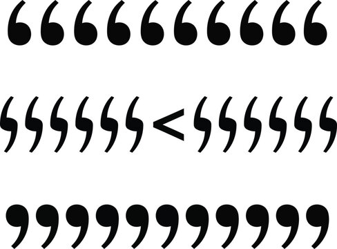 Variety of black quotation mark sets for text design dialogue and speech attribution graphics