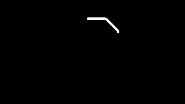 Minimalist white line icon of a approved document with check mark on a solid black background loop