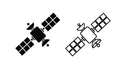 Satellite Icons Black Silhouette On White Background © Sonia512
