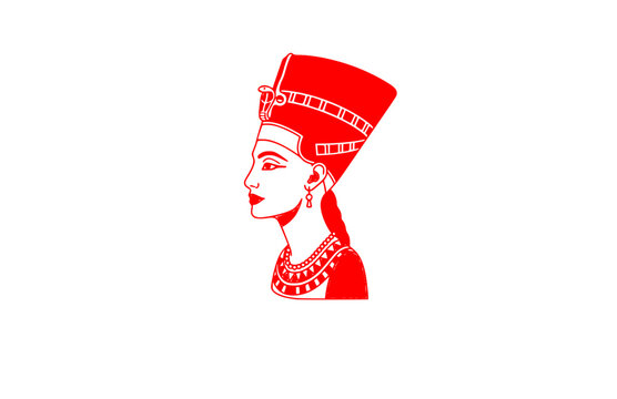 Queen Nefertari Sacred Sistrum Sticker. Flat Vector Minimalist Abu Simbel Queen Icon.