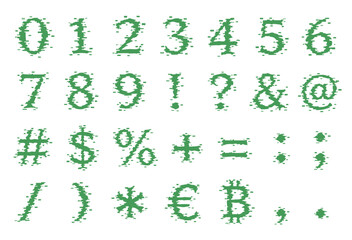 Naklejka premium Green distressed serif symbols vector set