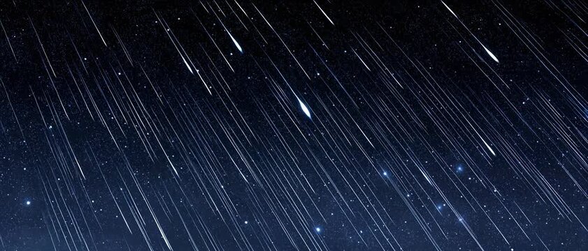 Meteor Shower Over the Ocean: A breathtaking spectacle of a meteor shower streaks across the dark night sky, its fiery trails illuminating the vast expanse of the calm ocean below.