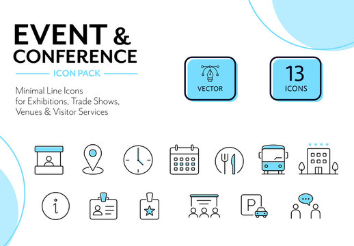 Event and Conference Icon Pack Vector Set