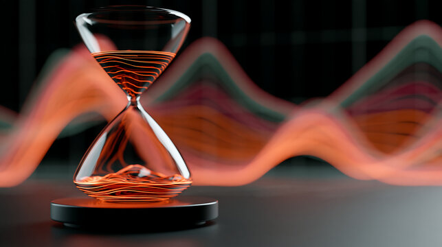 hourglass counting down time with stock market growth chart in background showing investment strategy and urgency